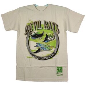 Tampa Bay Devil Rays Mitchell & Ness MLB Medium Shirt Diamond Team Art Cream NWT